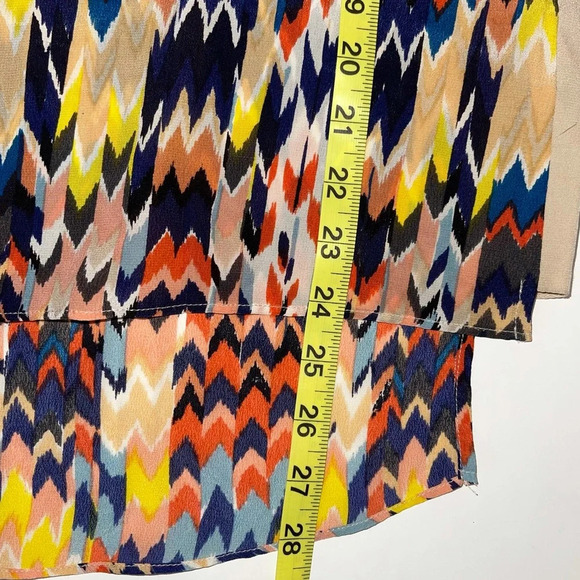 Anthropologie Maeve 100% Silk Multicolor Chevron Print Blouse Small Women’s - Picture 11 of 14
